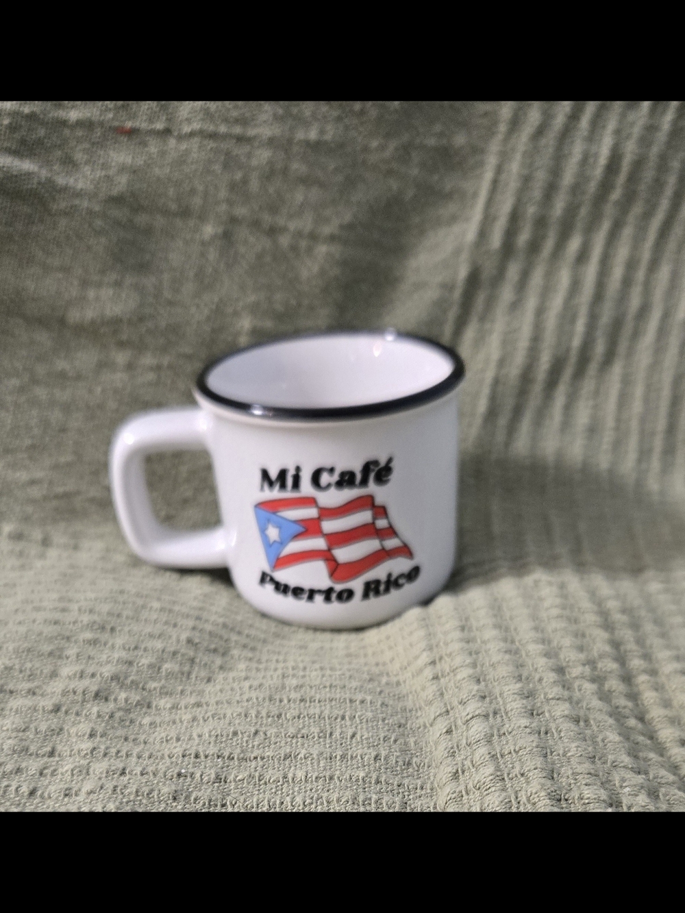 Set Of 4 Mi Café Puerto Rico Mini White Coffee Mug with Flag
